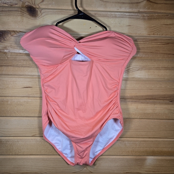 LOFT Other - Loft Beach One Piece Swimsuit Twist Bandeau Top Keyhole Coral Women's Large New